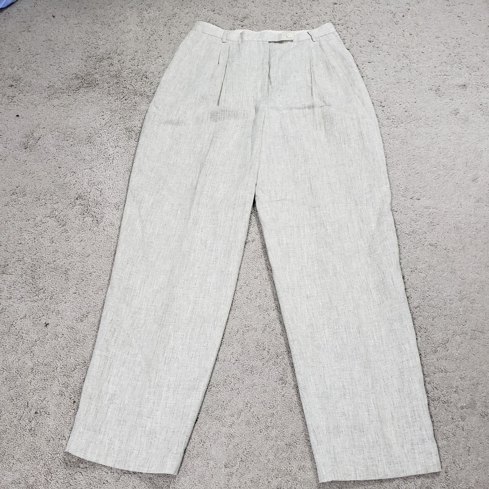 Orvis Womens Hemp Yak Wool Pleated Trousers Oatmeal Beige Lined Pants Size 12